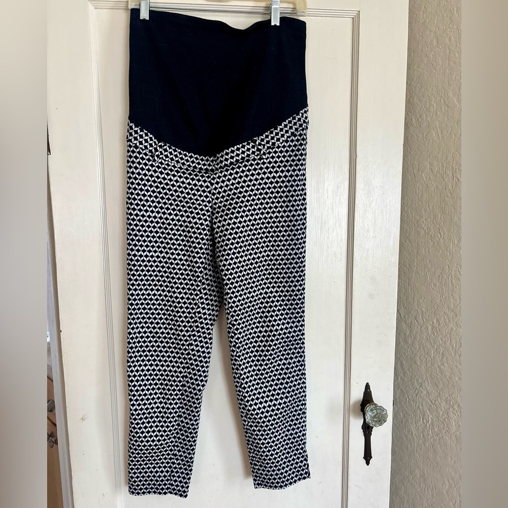 Black & White Geo Maternity Slacks